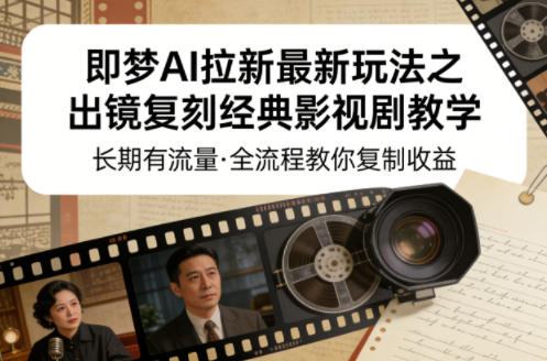 即梦AI拉新最新玩法之出镜复刻经典影视剧教学，长期有流量，全流程教你复制收益-网创项目总站