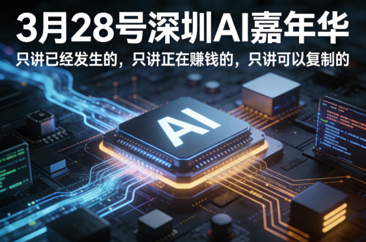3月28号深圳AI嘉年华，只讲已经发生的，只讲正在賺钱的，只讲可以复制的-网创项目总站