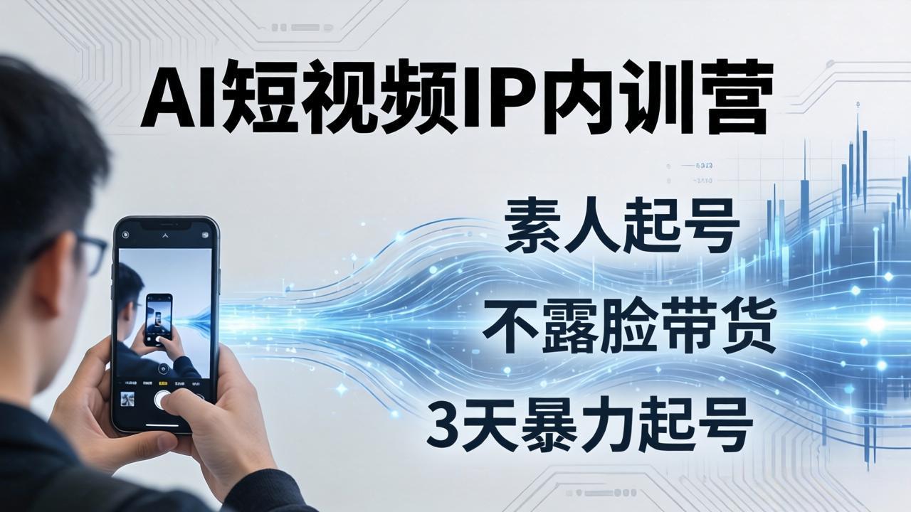 2026AI短视频IP内训营：从素人起号到不露脸带货，3天暴力起号全流程拆解-网创项目总站