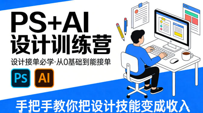 设计接单必学，PS+AI设计训练营，从0基础到能接单，手把手教你把设计技能变成收入-网创项目总站