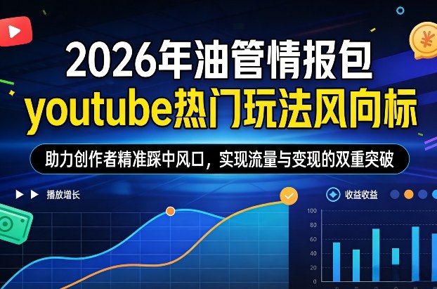 2026年油管情报包，youtube热门玩法风向标，助力创作者精准踩中风口，实现流量与变现的双重突破(更新0330)-网创项目总站