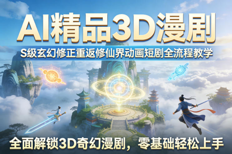 AI精品3D漫剧S级玄幻修正重返修仙界动画短剧全流程教学，全面解锁3D奇幻漫剧，零基础轻松上手-网创项目总站
