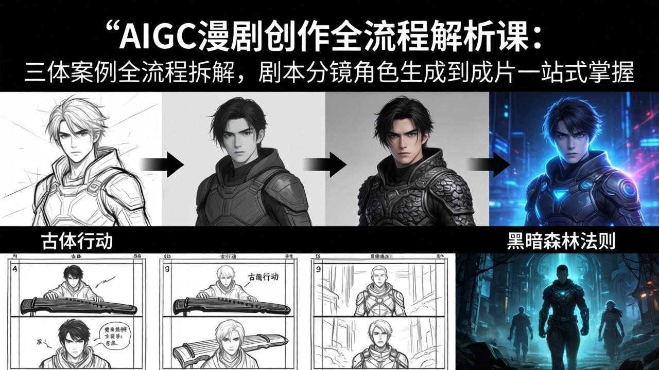 AIGC漫剧创作全流程解析课：三体案例全流程拆解，剧本分镜角色生成到成片一站式掌握-网创项目总站