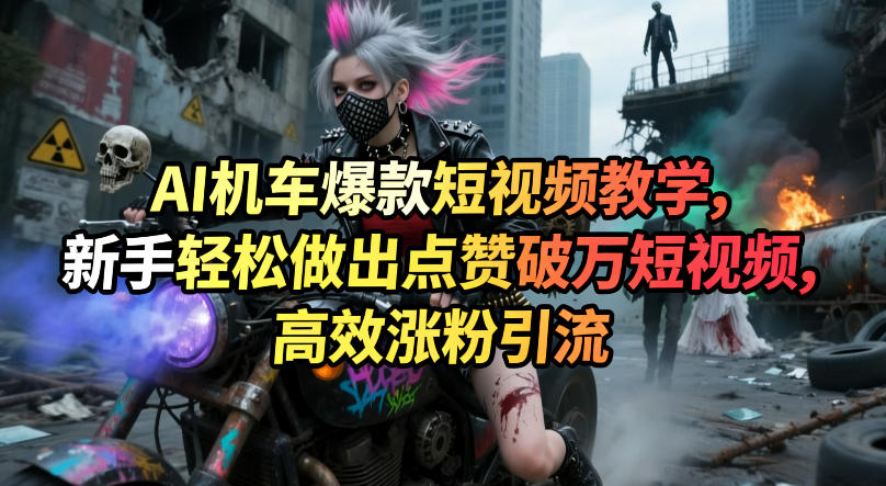 AI机车爆款短视频教学，新手轻松做出点赞破万短视频，高效涨粉引流-网创项目总站