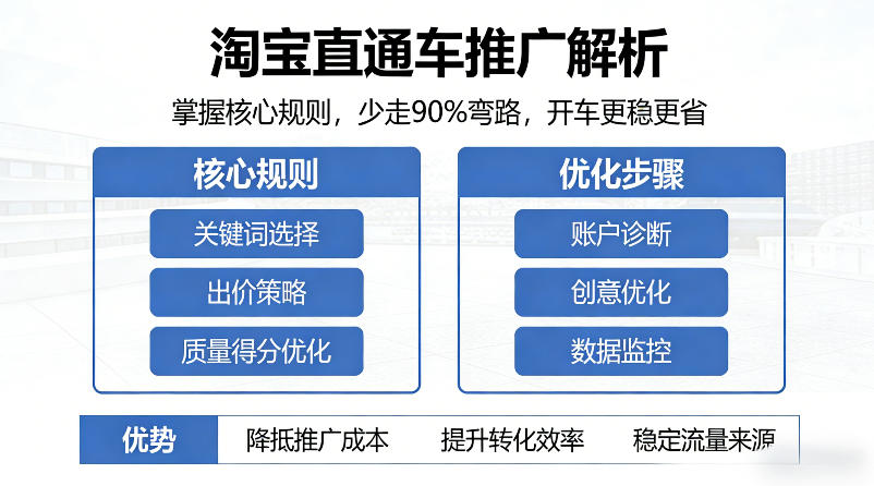 淘宝直通车推广解析，掌握核心规则，少走90%弯路，开车更稳更省-网创项目总站