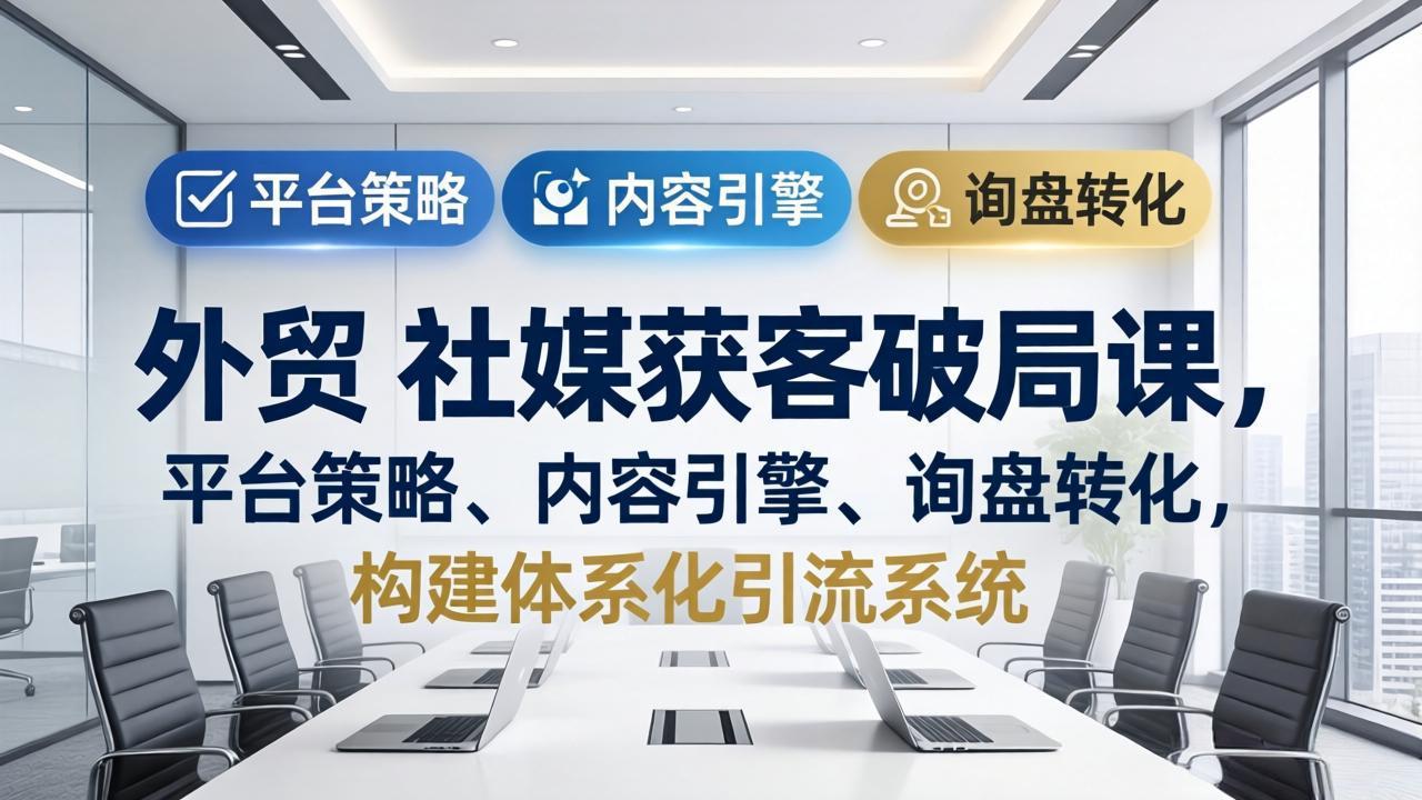 外贸 社媒获客破局课，平台策略、内容引擎、询盘转化，构建体系化引流系统(更新26年3月-网创项目总站