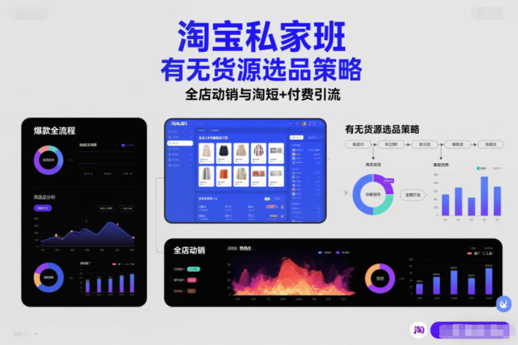 淘宝私家班，有无货源选品策略，高成功率爆款全流程打法，全店动销与淘短+付费引流(更新2026年4月)-网创项目总站