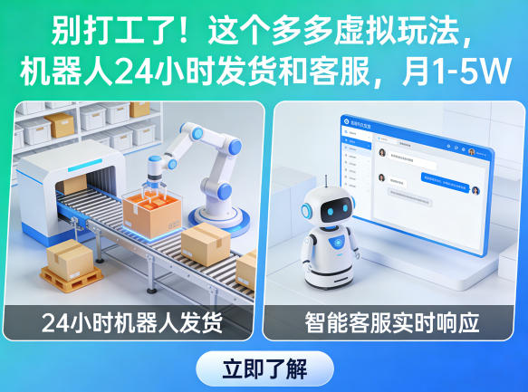 别打工了！这个多多虚拟玩法，机器人24小时发货和客服，月1-5W【揭秘】-网创项目总站