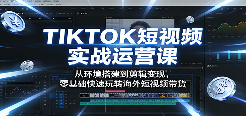 TIKTOK短视频实战运营课：从环境搭建到剪辑变现，零基础快速玩转海外短视频带货-网创项目总站