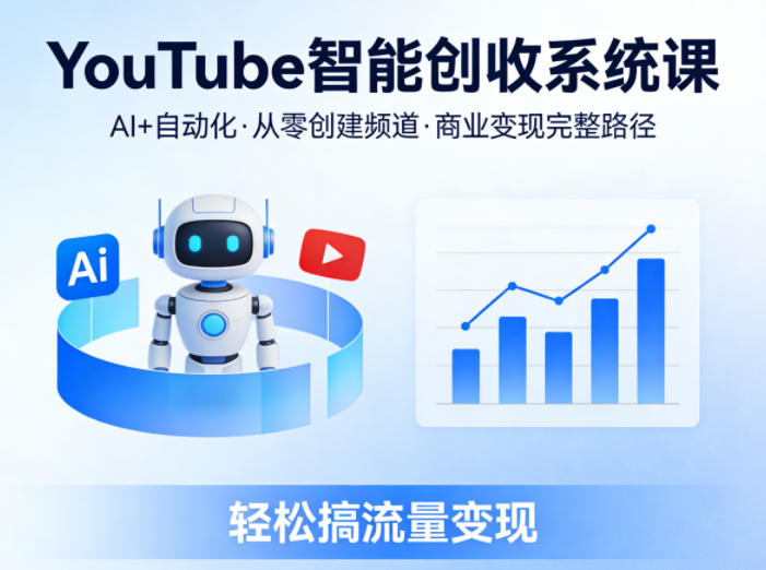 YouTube智能创收系统课，AI+自动化，从零创建YouTube频道并实现商业变现的完整路径，轻松搞流量变现-网创项目总站