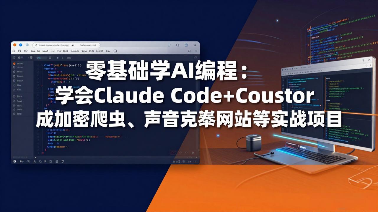 零基础学AI编程:学会Claude Code+Cursor完成加密爬虫、声音克隆网站等实战项目-网创项目总站