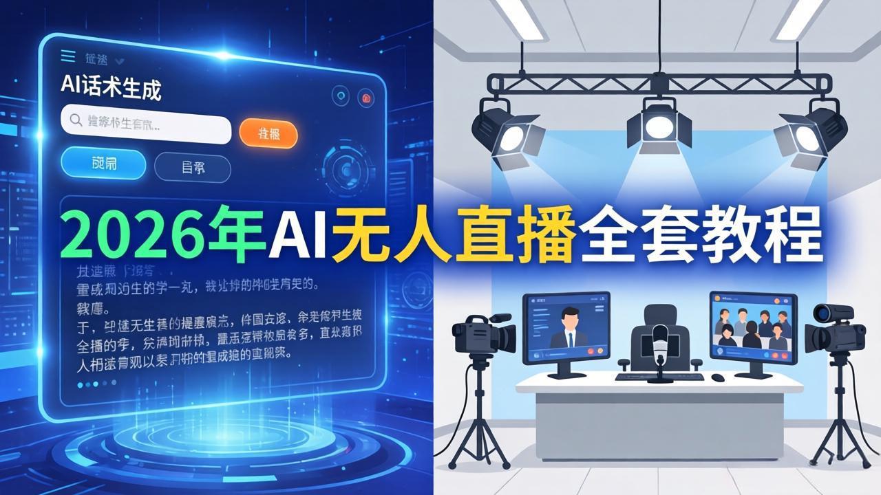 2026年AI无人直播全套教程：OBS安装+软件配置+直播间搭建+话术生成+一键开播实操-网创项目总站