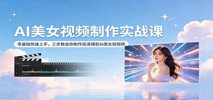 AI美女视频制作实战课：零基础快速上手，三步教会你制作高清爆款AI美女短视频-网创项目总站