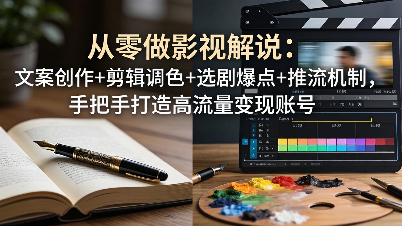 从零做影视解说：文案创作+剪辑调色+选剧爆点+推流机制，手把手打造高流量变现账号-网创项目总站