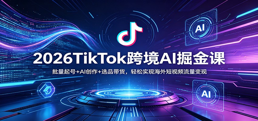 2026TikTok跨境AI掘金课：批量起号+AI创作+选品带货，轻松实现海外短视频流量变现-网创项目总站