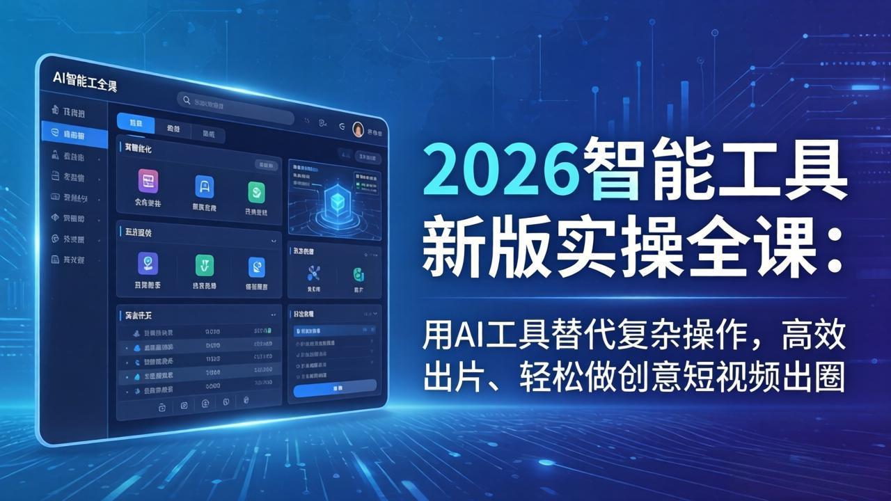 2026智能工具新版实操全课：用AI工具替代复杂操作，高效出片、轻松做创意短视频出圈-网创项目总站
