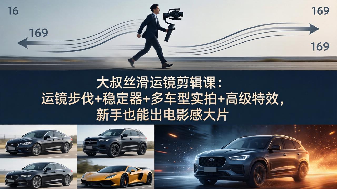 大叔丝滑运镜剪辑课：运镜步伐+稳定器+多车型实拍+高级特效，新手也能出电影感大片-网创项目总站