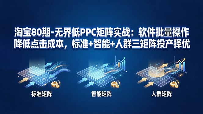 淘宝80期-无界低PPC矩阵实战：软件批量操作降低点击成本，标准+智能+人群三矩阵投产择优-网创项目总站