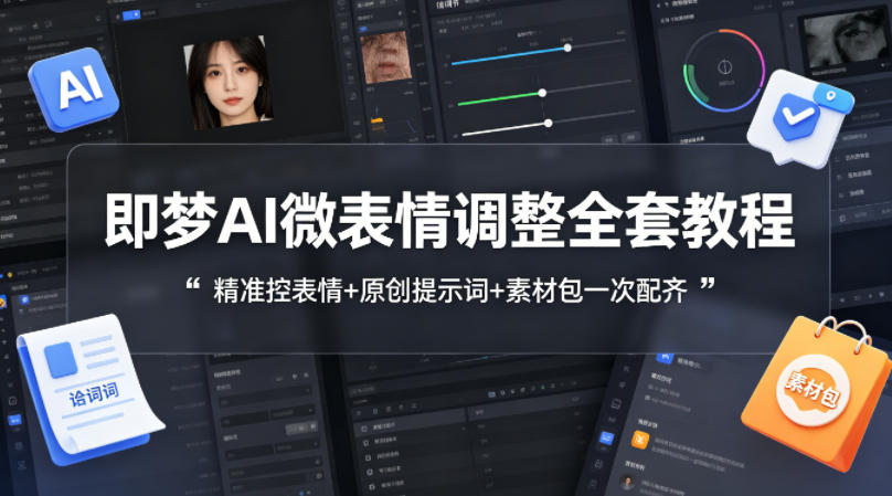即梦AI微表情调整全套教程，精准控表情+原创提示词+素材包一次配齐-网创项目总站