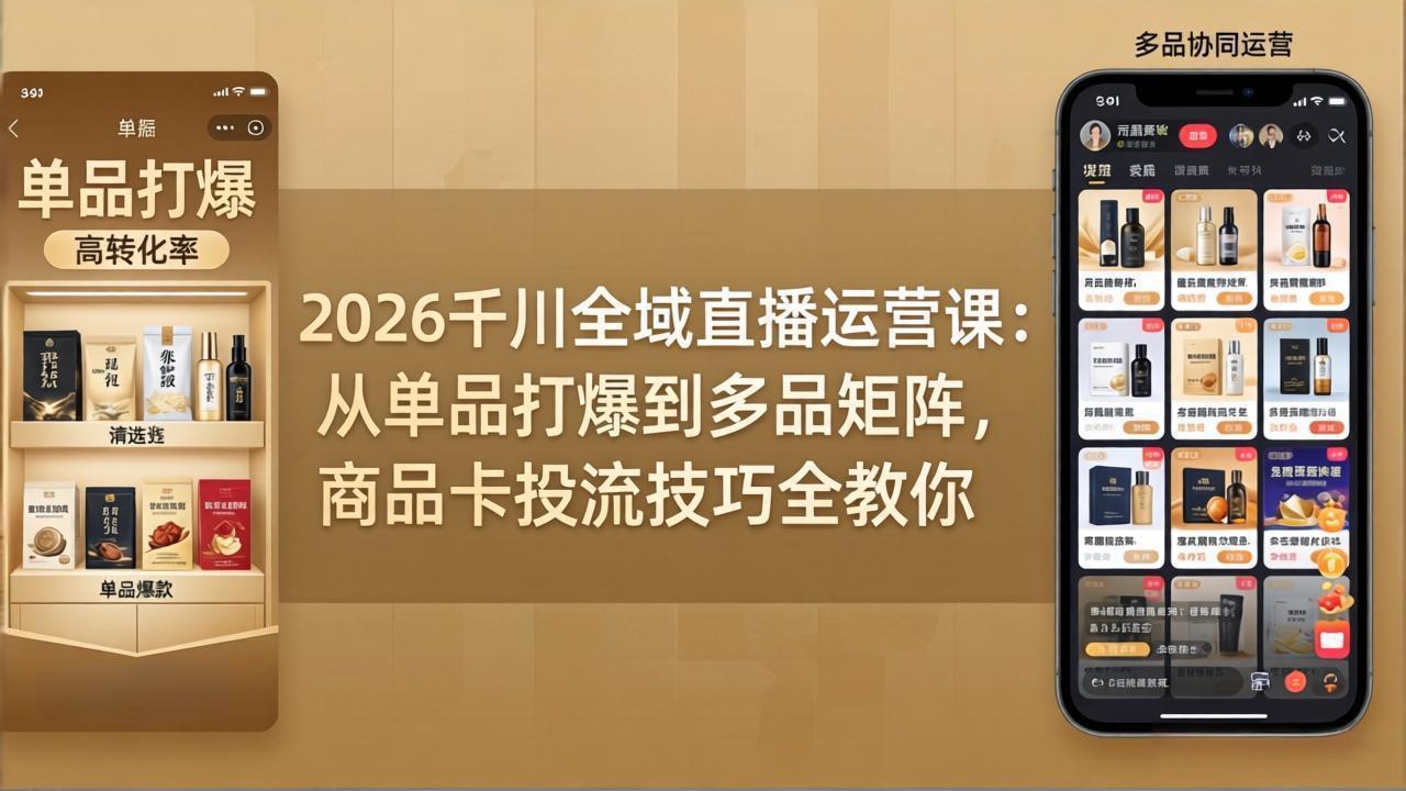 2026千川全域直播运营课：从单品打爆到多品矩阵，商品卡投流技巧全教你-网创项目总站
