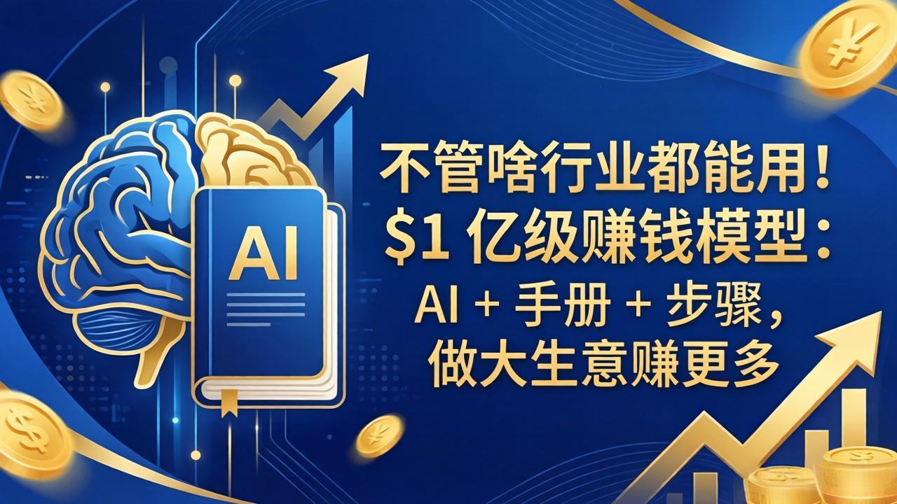 不管啥行业都能用！$1 亿级赚钱模型：AI + 手册 + 步骤，做大生意赚更多-网创项目总站
