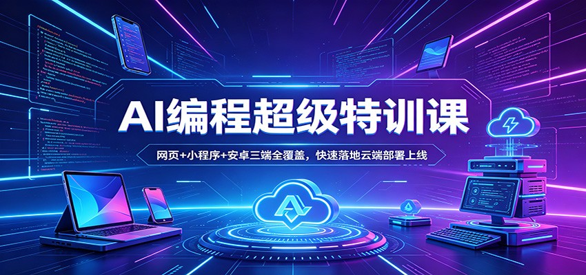 AI编程超级特训课：网页+小程序+安卓三端全覆盖，快速落地云端部署上线-网创项目总站