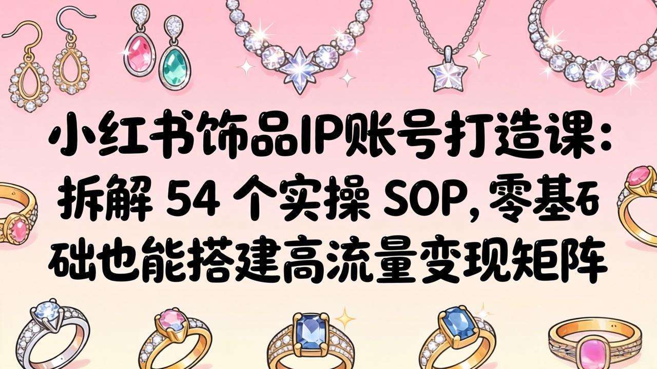 小红书饰品IP账号打造课：拆解 54 个实操 SOP，零基础也能搭建高流量变现矩阵-网创项目总站