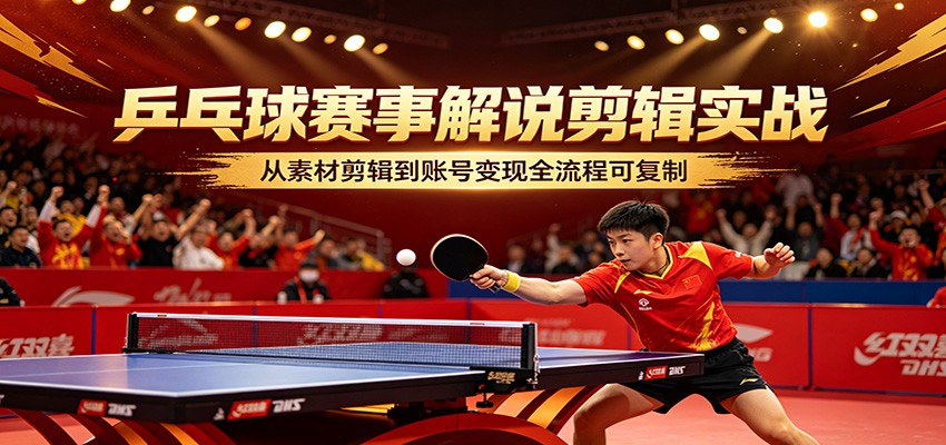 乒乓球赛事解说剪辑实战，从素材剪辑到账号变现全流程可复制-网创项目总站