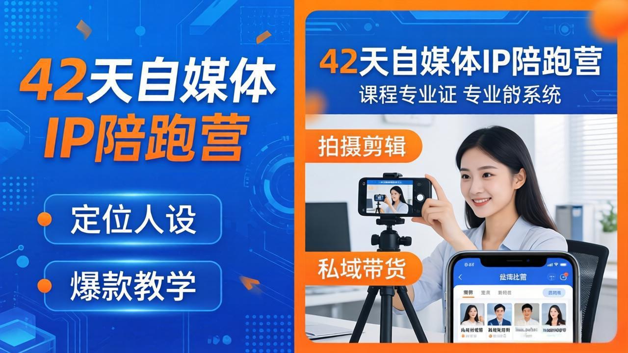 42天自媒体IP陪跑营-26年4月19更新：定位人设爆款全教学，拍摄剪辑私域带货一站式落地-网创项目总站