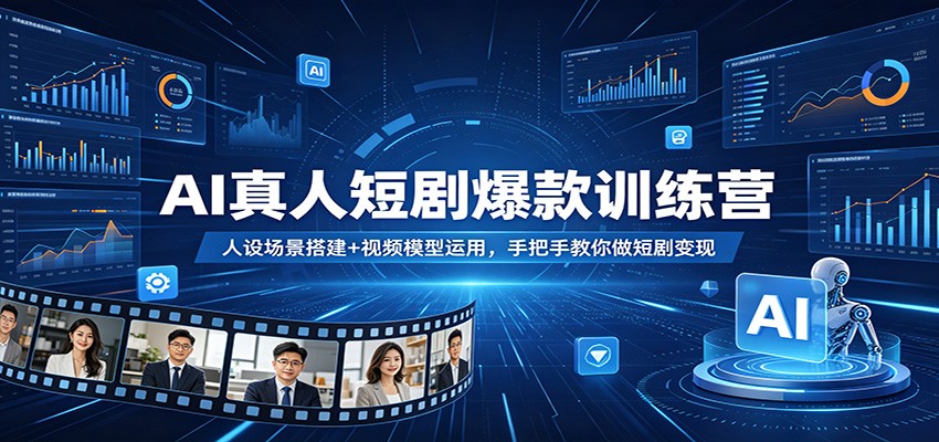AI真人短剧爆款训练营：人设场景搭建+视频模型运用，手把手教你做短剧变现-网创项目总站