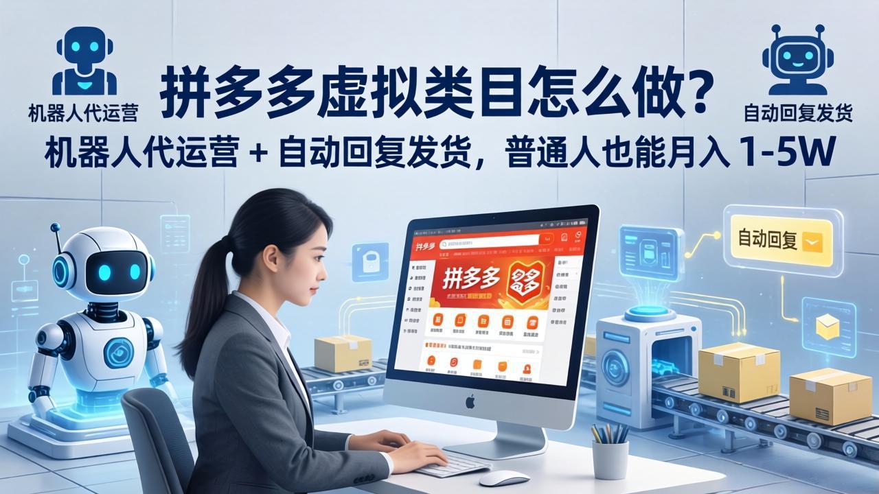 拼多多虚拟类目怎么做？机器人代运营 + 自动回复发货，普通人也能月入 1-5W-网创项目总站