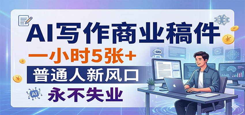 AI写作商业稿件，一小时5张+，普通人新风口，永不失业-网创项目总站