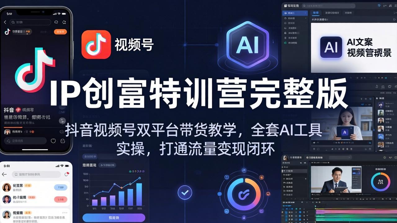 IP创富特训营完整版：抖音视频号双平台带货教学，全套AI工具实操，打通流量变现闭环-网创项目总站