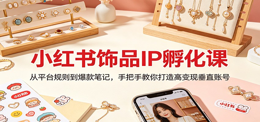 小红书饰品IP孵化课：从平台规则到爆款笔记，手把手教你打造高变现垂直账号-网创项目总站