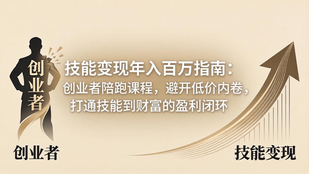 技能变现年入百万指南：创业者陪跑课程，避开低价内卷，打通技能到财富的盈利闭环-网创项目总站