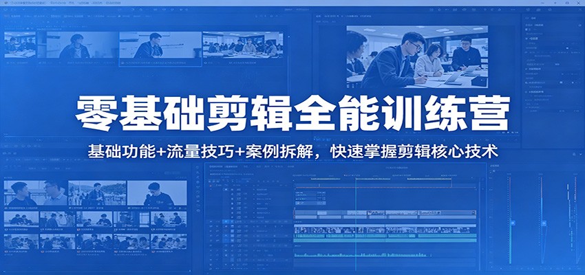 零基础剪辑全能训练营：基础功能+流量技巧+案例拆解，快速掌握剪辑核心技术-网创项目总站