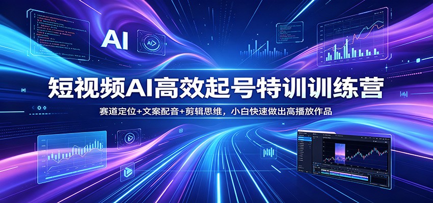 短视频AI高效起号特训训练营：赛道定位+文案配音+剪辑思维，小白快速做出高播放作品-网创项目总站