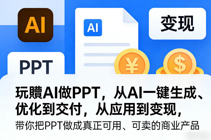 玩賺AI做PPT，从AI一键生成、优化到交付，从应用到变现，带你把PPT做成真正可用、可卖的商业产品(更新0421)-网创项目总站