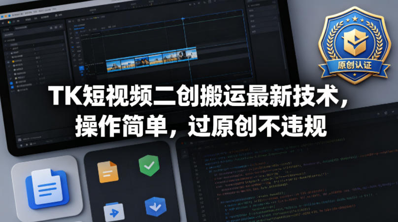 TK短视频二创搬运最新技术，操作简单，过原创不违规-网创项目总站