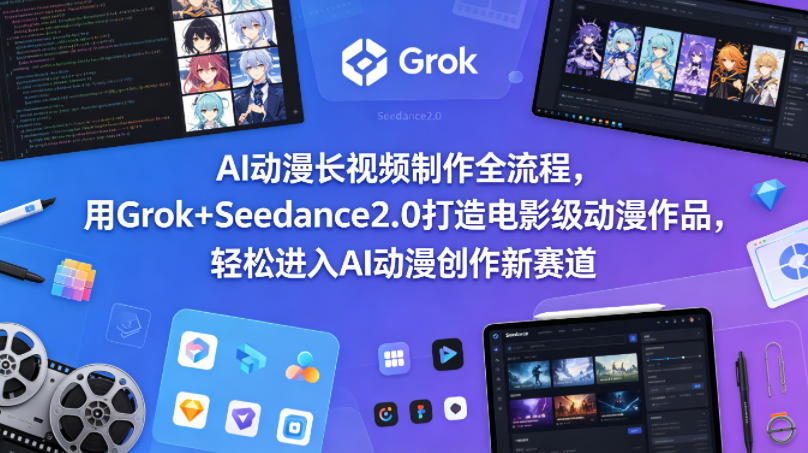 AI动漫长视频制作全流程，用Grok+Seedance2.0打造电影级动漫作品，轻松进入AI动漫创作新赛道-网创项目总站