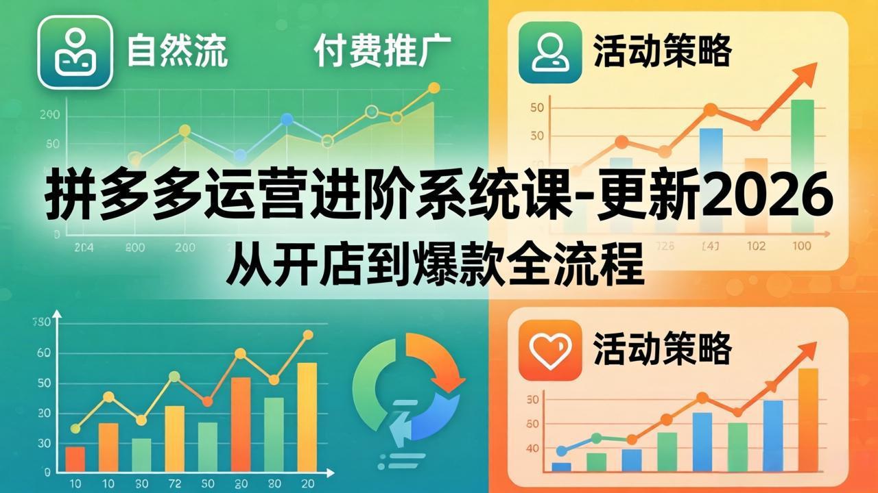 拼多多运营进阶系统课-更新2026：从开店到爆款全流程，自然流+付费推广+活动策略-网创项目总站