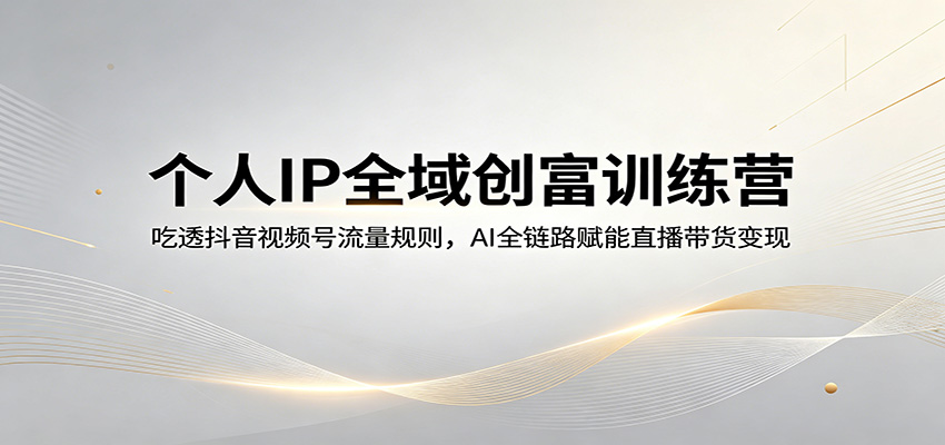 个人IP全域创富训练营：吃透抖音视频号流量规则，AI全链路赋能直播带货变现-网创项目总站