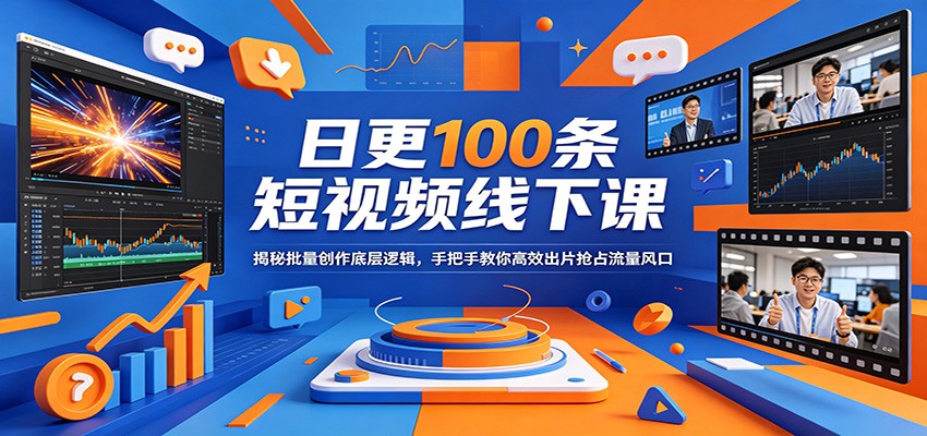 日更100条短视频线下课：揭秘批量创作底层逻辑，手把手教你高效出片抢占流量风口-网创项目总站