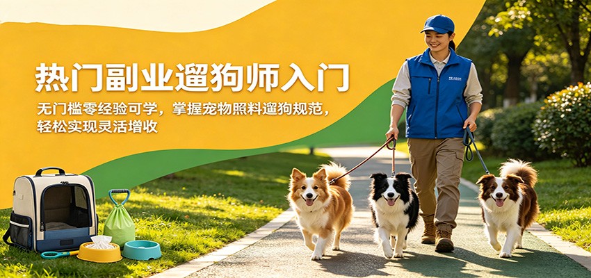 热门副业遛狗师入门，无门槛零经验可学，掌握宠物照料遛狗规范，轻松实现灵活增收-网创项目总站