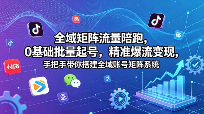 全域矩阵流量陪跑，0基础批量起号，精准爆流变现，手把手带你搭建全域账号矩阵系统-网创项目总站