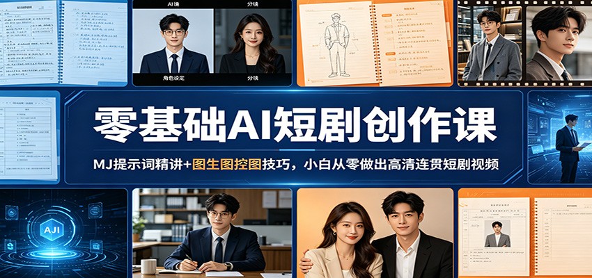 零基础AI短剧创作课：MJ提示词精讲+图生图控图技巧，小白从零做出高清连贯短剧视频-网创项目总站