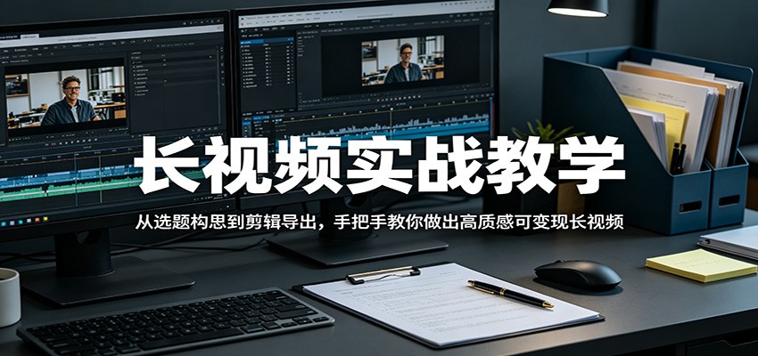 长视频实战教学，从选题构思到剪辑导出，手把手教你做出高质感可变现长视频-网创项目总站