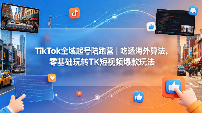 TikTok全域起号陪跑营｜吃透海外算法，零基础玩转TK短视频爆款玩法-网创项目总站