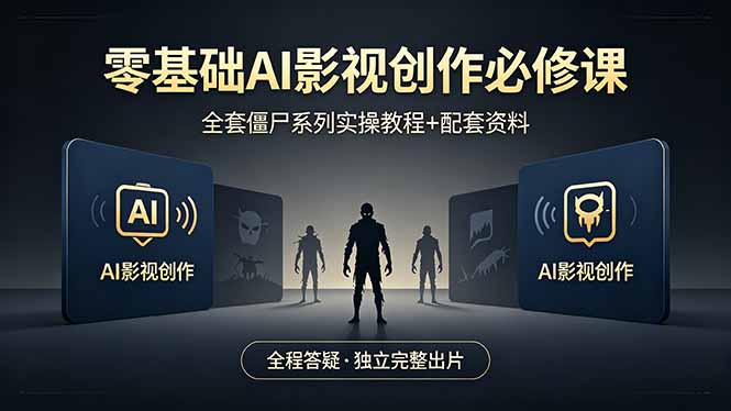 零基础AI影视创作必修课，全套僵尸系列实操教程加配套资料，全程答疑带你独立完整出片-网创项目总站