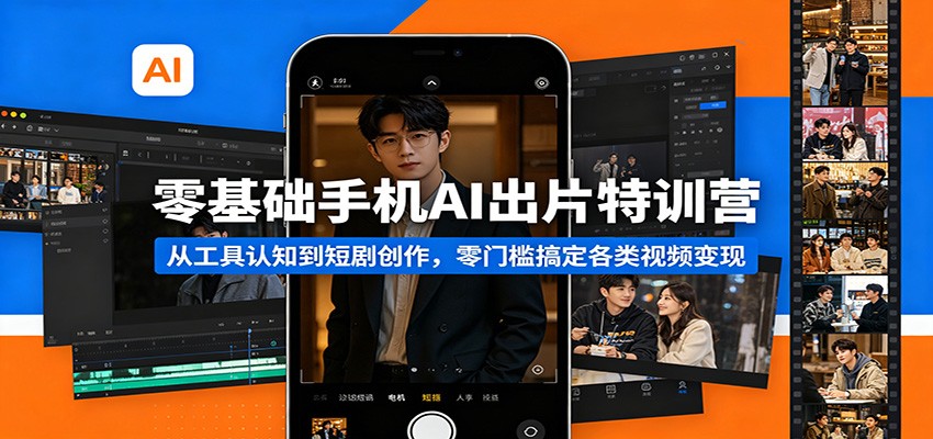 零基础手机AI出片特训营：从工具认知到短剧创作，零门槛搞定各类视频变现-网创项目总站